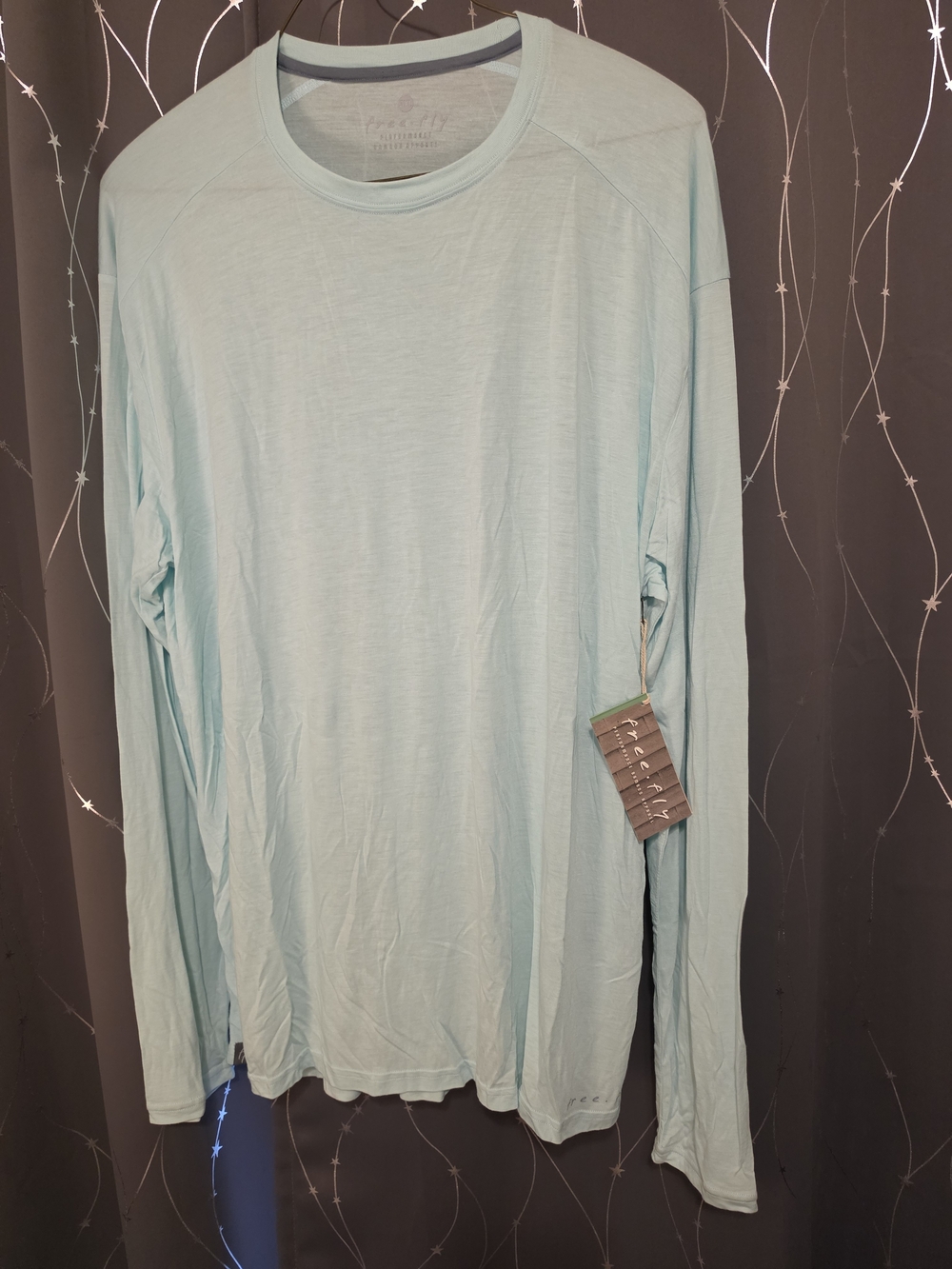 Free Fly Apparel Men's Long-Sleeve Crew in Pale Aqua